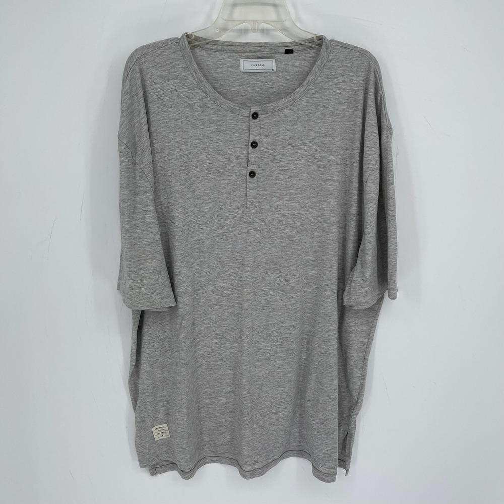 Five Four Men's Gray Short Sleeve Cotton Blend Henley Shirt Size 3XL